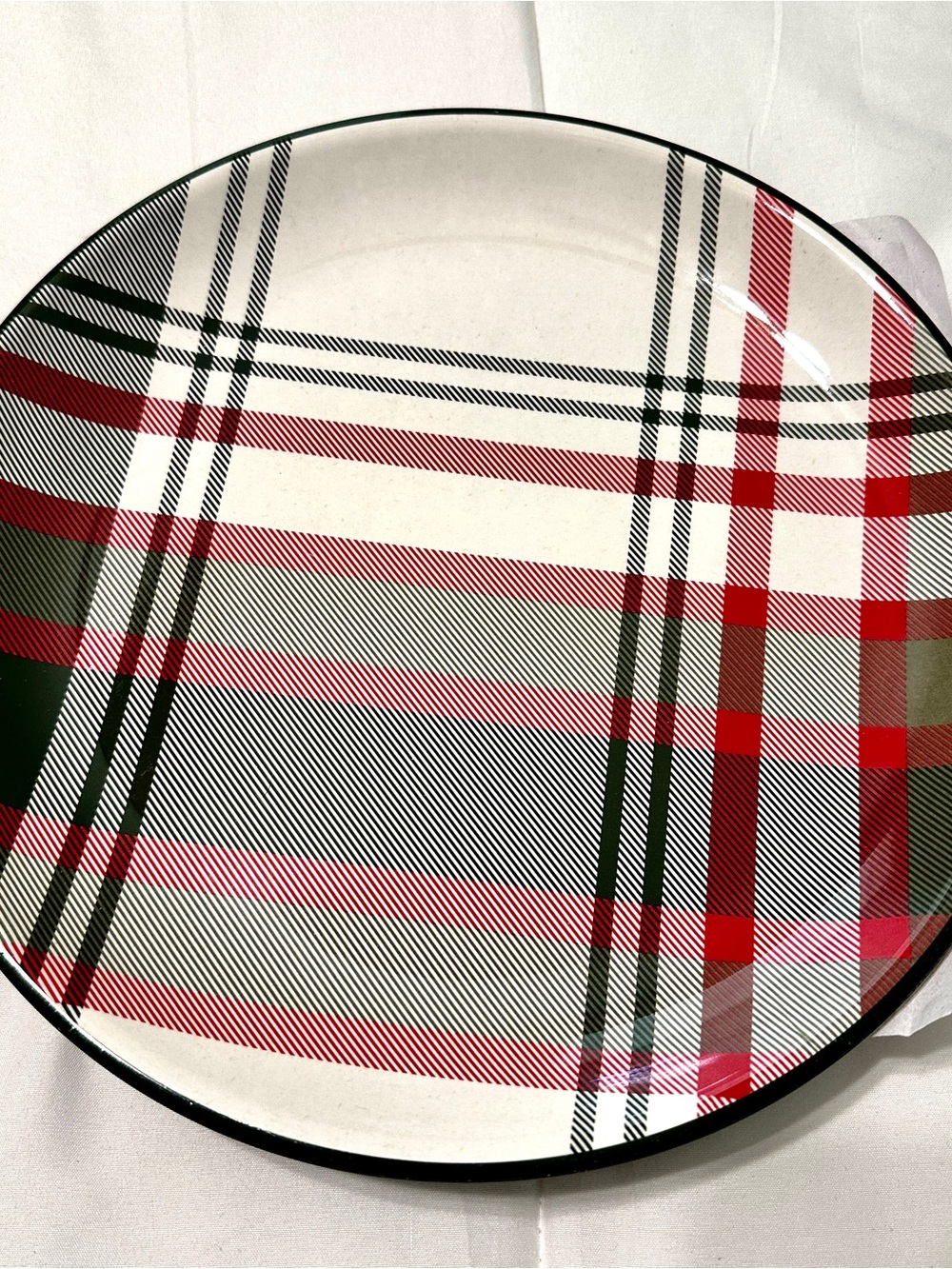 Set of 4 Hearth & Hand with Magnolia Christmas Plaid Bamboo 10.5” Dinner Plates - Picture 2 of 3